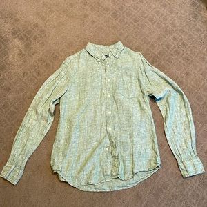 Men’s M Green J Crew linen button down shirt